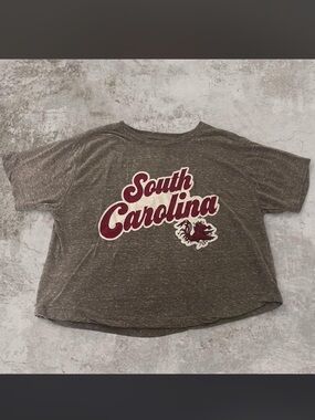 Pressbox Gray Heather Crewneck Tee with Maroon Print